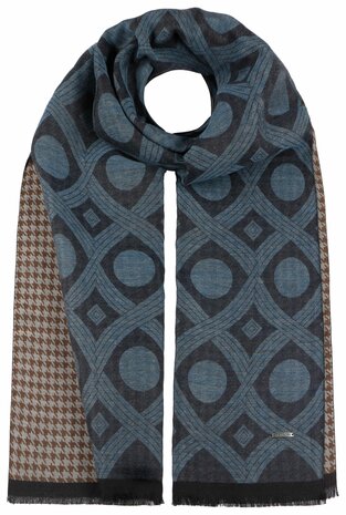 stetson scarf cotton celtic houndstooth blue brown