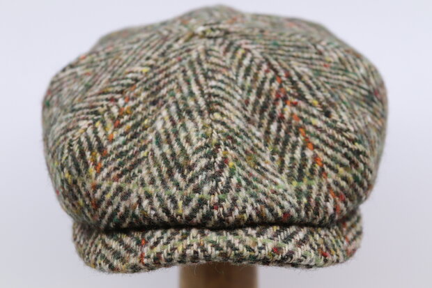 stetson newsboy cap hatteras tweed herringbone beige green