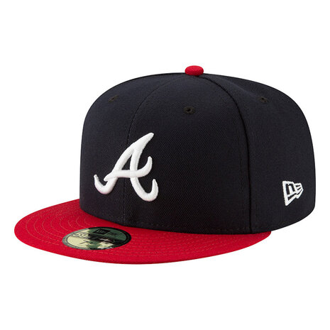 new era fitted baseball cap 59fifty  atlanta braves navy rood