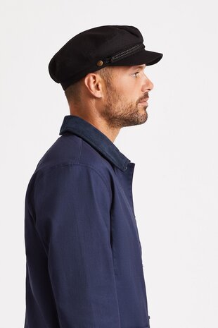 Brixton Fiddler Fisher Cap Cotton Black Hoedenzaak Jos van Dijck