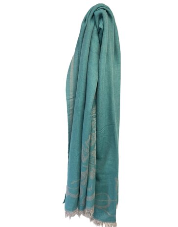 panizza sjaal wolmix floral turquoise beige