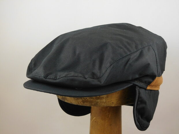 wigens vintage flat cap wax cotton black