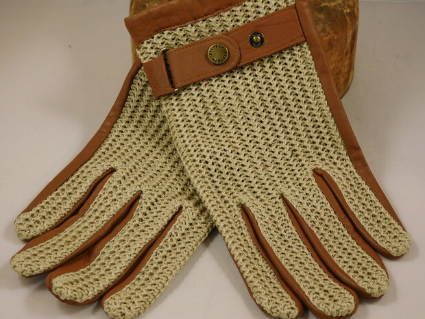 stetson crochet gloves sheep nappa leather light brown