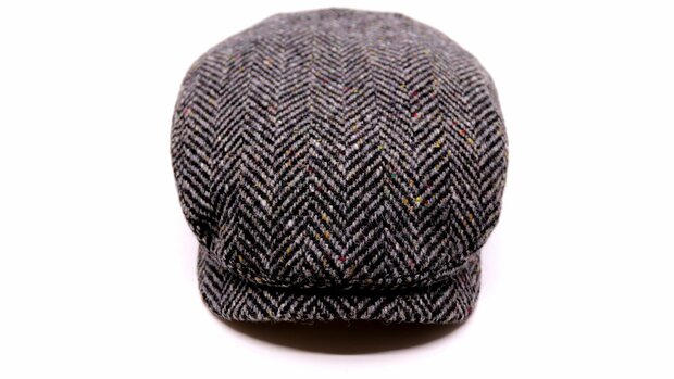 wigens ivy contemporary flat cap virgin herringbone wool dark grey