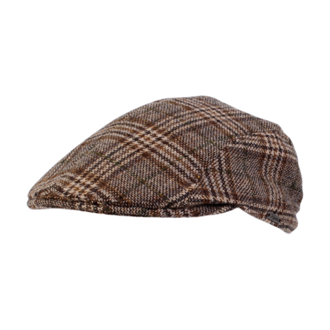 wigens ivy modern flat cap merino wool check beige brown