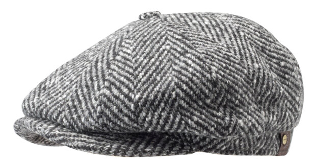 stetson newsboy cap hatteras tweed visgraat antraciet