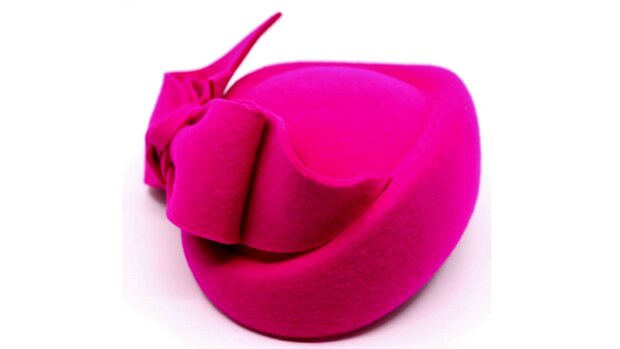jos van dijck occassion fascinator pillbox bow woolfelt hot pink