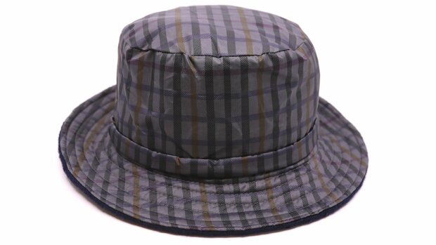panizza regenhoed met voering tartan grijs