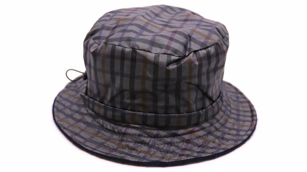 panizza regenhoed met voering tartan grijs
