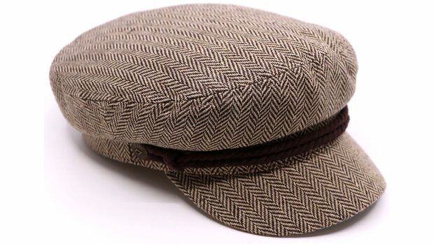 brixton fiddler fisherman cap herringbone brown