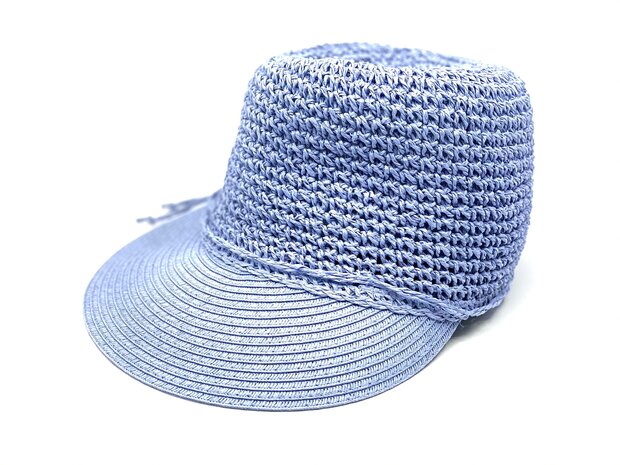 seeberger visor cap crochet papierstro light blue
