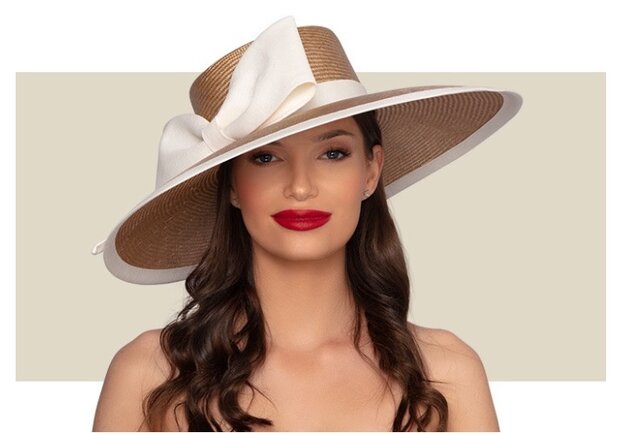 whiteley occasion hat wide brim parasisal charlotte biscuit and ivory