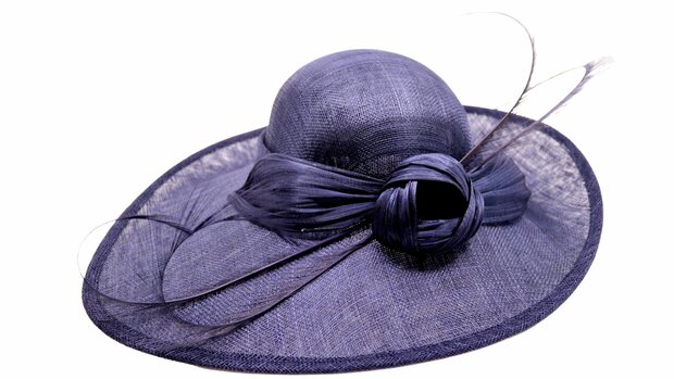 maddox occasion asymmetric hat buntal and sinamay navy
