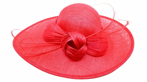 maddox occasion asymmetric hat buntal and sinamay tulip red