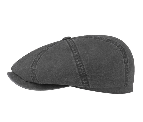 stetson hatteras newsboy cap delave organic cotton black