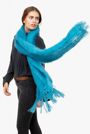 babymoh knitted sjaal snuggle mohair cobalt