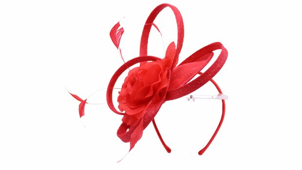 maddox fascinator disc sinamay krul en bloem tulip red