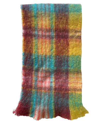 babymoh knitted sjaal snuggle mohair check multicolor