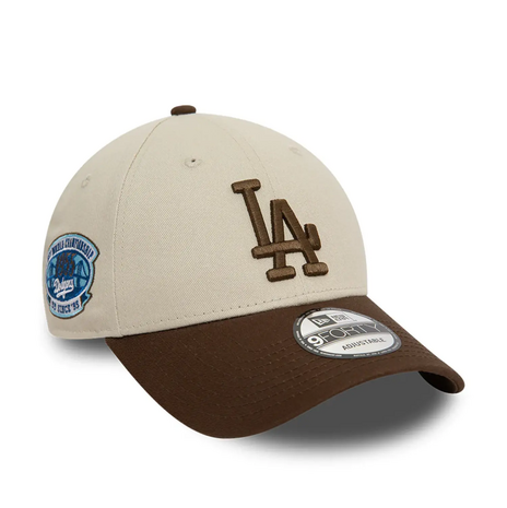 new era baseball cap 9forty los angeles dodgers world championship stone walnut