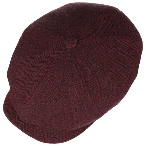 stetson newsboy cap hatteras woolrich herringbone bordeaux