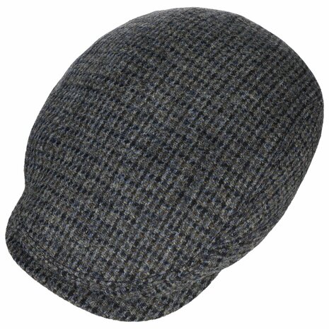 stetson driver cap harris tweed grijs blauw