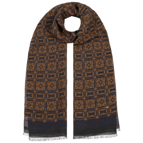 stetson scarf jaquard geometrics wool navy rust