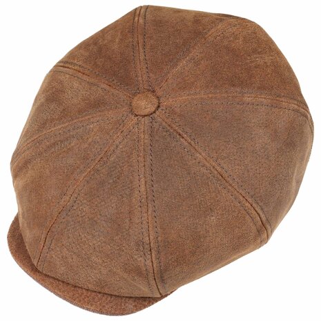 stetson hatteras newsboy cap pigskin leather brown
