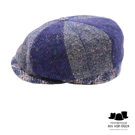 alfonso deste kyoto newsboy cap wol multidessin blauw