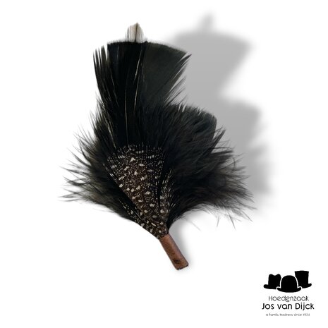 hoedenveren hat feathers black guineafowl