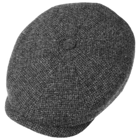 stetson hatteras newsboy cap shetland tweed dark grey