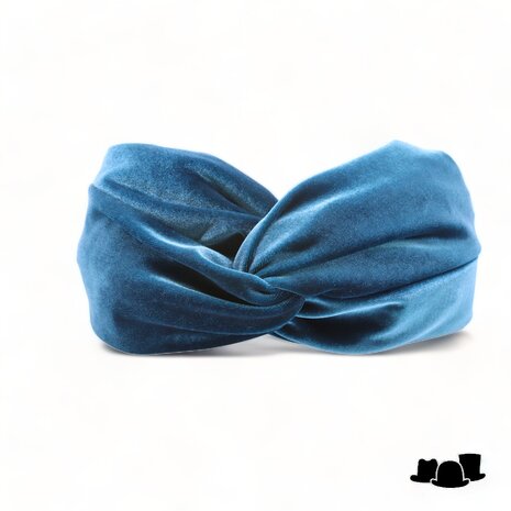 jos van dijck hoofdband velvet vintage blauw