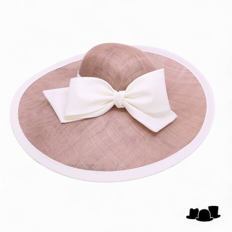 whiteley occasion hat wide brim bow sinamay cappuccino