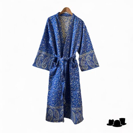 onkar tibetan unisex kimono yak wolmix kobalt blauw