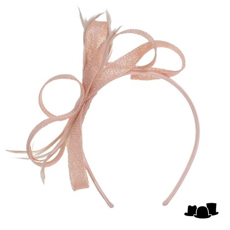 seeberger haarversiering veertjes krullen sinamay pink