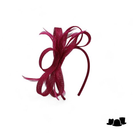 seeberger haarversiering veertjes krullen sinamay ruby red
