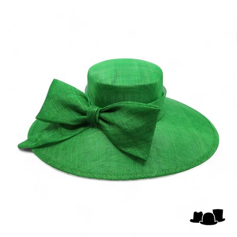 maddox occasion hat asymmetric sinamay bow emerald