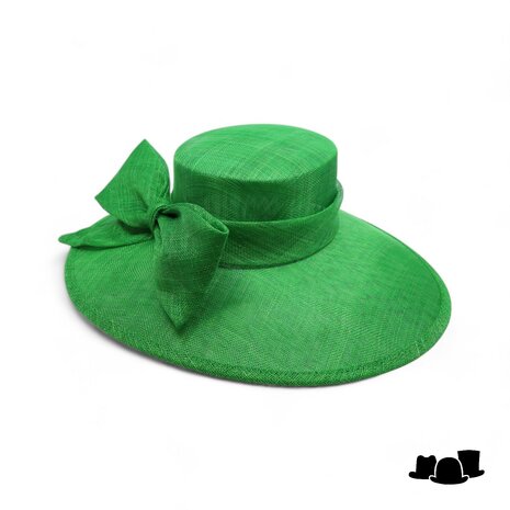 maddox occasion hat asymmetric sinamay bow emerald