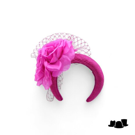 maddox haarband flowers and voile sinamay magenta