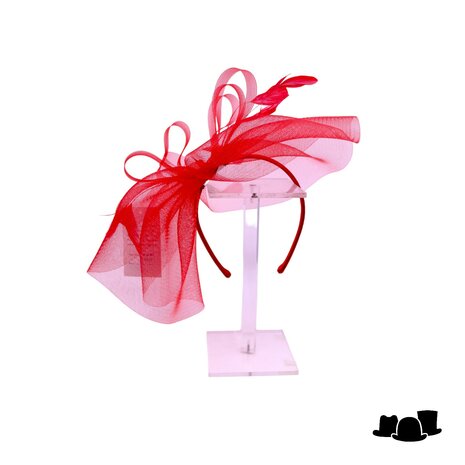 fischer fascinator loops and feathers crine tulip red