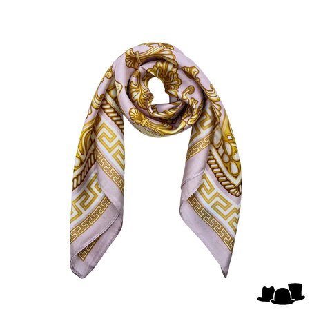 onkar neckerchief bedrukte sjaal greek roze en goud