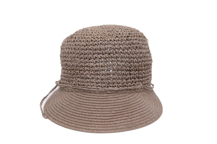 seeberger visor cap crochet papierstro taupe