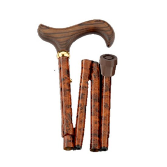 gastrock faltstock birdeye stabil opvouwbare wandelstok hardhout bruin glans