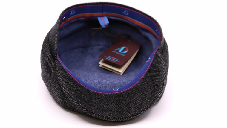 alfonso deste newsboy cap kyoto cashmere chevron antraciet