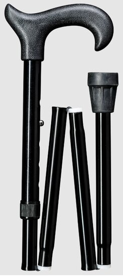 gastrock uni ergonomic derby opvouwbare wandelstok zwart
