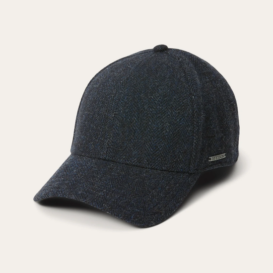 stetson baseballcap wool herringbone antraciet