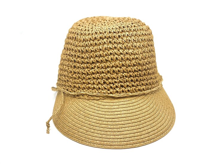 seeberger visor cap crochet papierstro nut brown