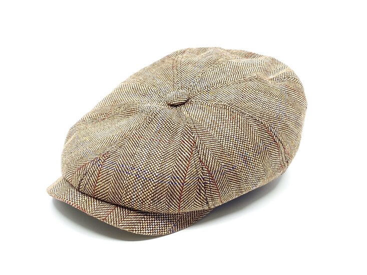 stetson newsboy cap hatteras silk herringbone check lightbrown