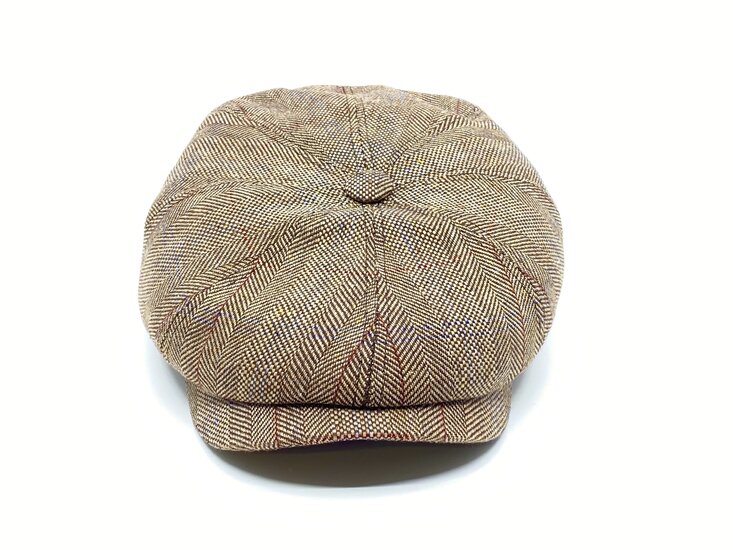 stetson newsboy cap hatteras silk herringbone check lightbrown