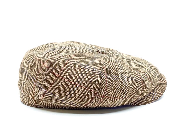 stetson newsboy cap hatteras silk herringbone check lightbrown