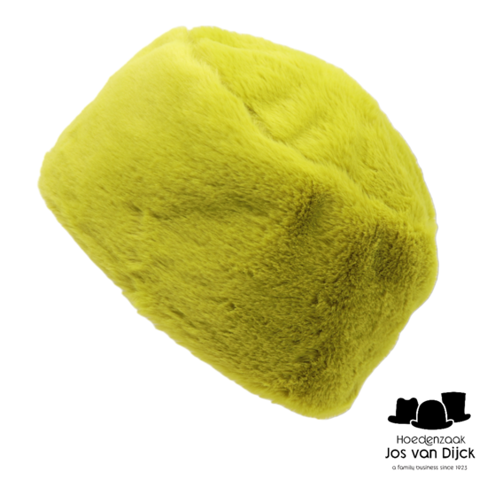 bedacht toque suze faux fur po lime green